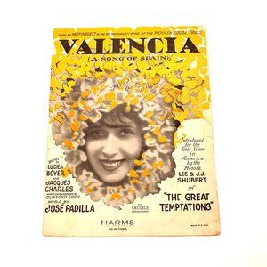 Vintage Sheet Music Valencia A Song Of Spain 1925 Voice Piano Ukulele